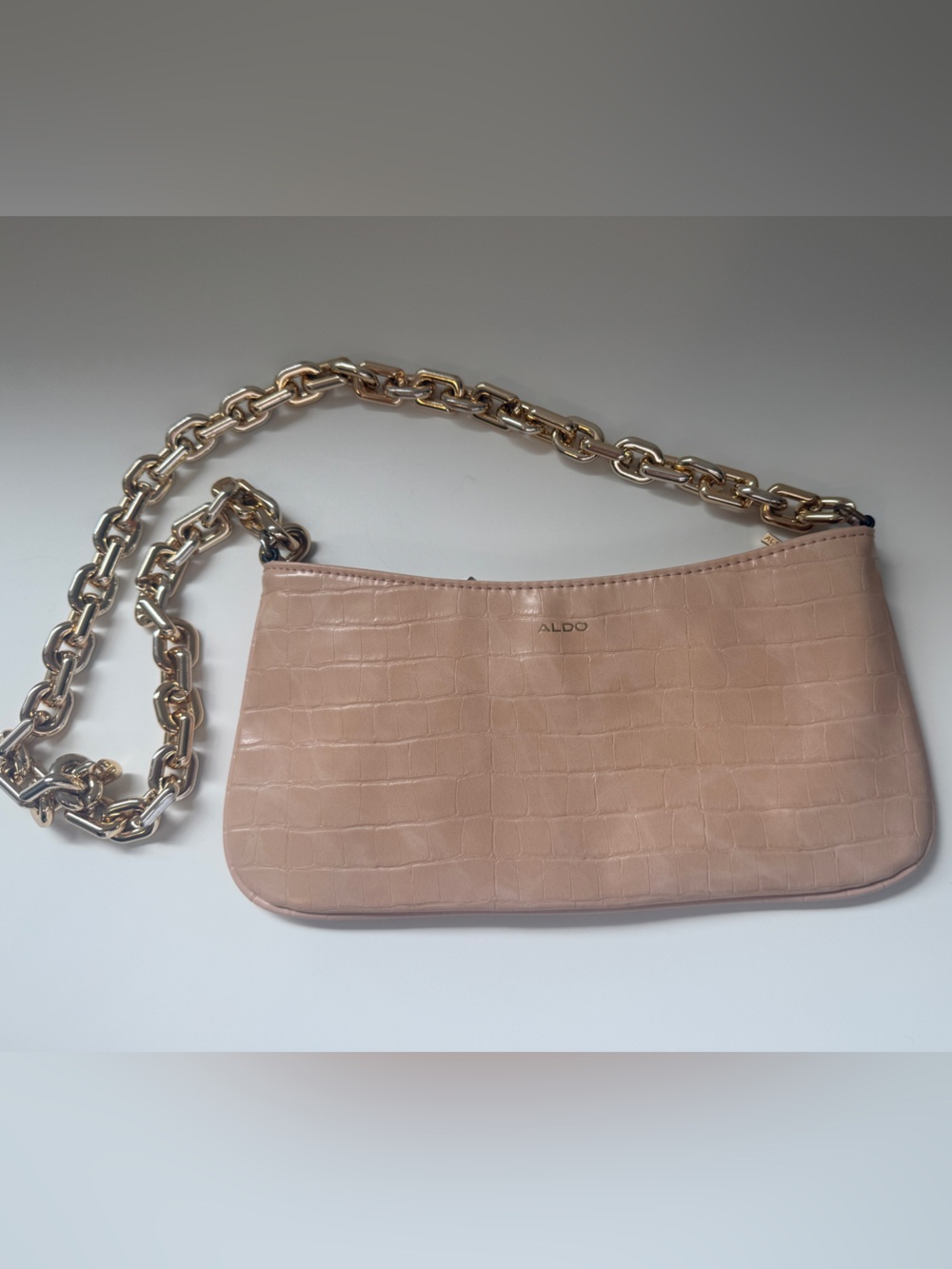 ALDO Textured Shoulder Bag with Gold Chain